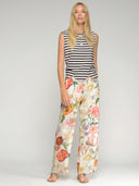 Wide Leg Linen Floral Pants