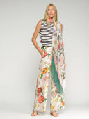Wide Leg Linen Floral Pants