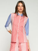 Red & Blue Striped Shirt with Lace Cuffs
