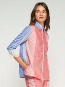 Red & Blue Striped Shirt with Lace Cuffs