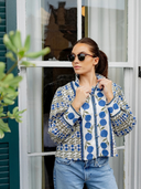 Boxy Balloon Sleeve Top in French Blue Marigold