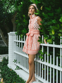 Sleeveless SUE SARTOR Flounce Mini | Pink Coral