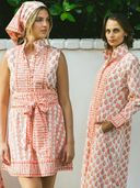 Sleeveless SUE SARTOR Flounce Mini | Pink Coral