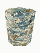 Hand-Marbled Scallop Waste Bin in Nila Feathers