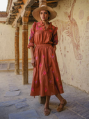 Cosmos Blouse in Brown/Mexican Embroidery