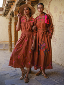 Cosmos Blouse in Brown/Mexican Embroidery