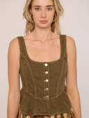 Eva Top in Ivy Green Denim