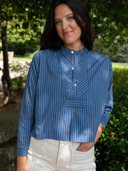 Wyn Blouse in Cadet Stripe Blue
