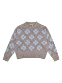 Flower Power Sweater in Beige Multi Lurex & Light Blue