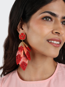 Leaf Earrings in Multi Coral