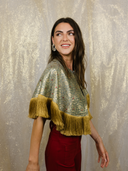 Jacquard Fringe Cape in Midnight Baroque