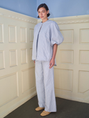 The Bellini Blouse Long in Navy Stripe