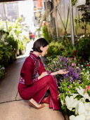 Marrakech Kaftan in Burgundy/Foxglove Embroidery