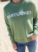 Nantucket Sweater in Sage & White