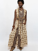 Sleeveless Marrakech Kaftan in Chocolate/Honey Paisley