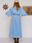 Chambray Lace Up Skirt in Ice Blue