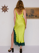 Cowl Neck Applique Slip Dress in Citrus