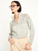 Klosters Pointelle Knit Half Zip in Feather