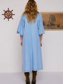 Chambray Smocked Midi Dress in Ice Blue
