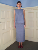 Riviera Column Skirt in Navy Gingham