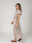 The Flutter Midi Dress | Brown Stripe