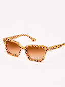 Demi Toasted Moxie Checkered Square Sunglasses