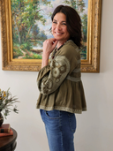 Suzanne Embroidered Jacket in Deep Olive