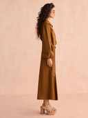 Avery Midi Dress in Solid Cinnamon