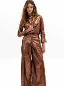 Culotte Metallic Linen Pants in Chocolate