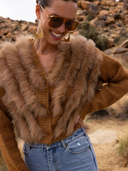 By The Fireside Fur Cardigan in Brown