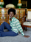 Boxy Balloon Sleeve Top in Emerald Green Marigold