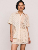 Crochet Spliced Shirt in Ecru