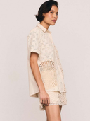 Crochet Spliced Shirt in Ecru