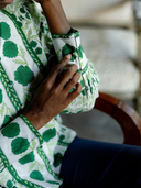Boxy Balloon Sleeve Top in Emerald Green Marigold
