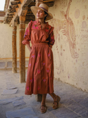 Cosmos Blouse in Brown/Mexican Embroidery