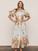 Alma Midi Shirt Dress in Blue