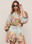 Alma Puff Sleeve Blouse in Blue