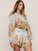 Alma Puff Sleeve Blouse in Blue