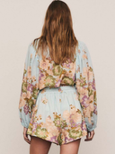 Alma Puff Sleeve Blouse in Blue