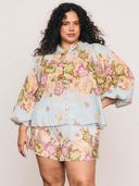 Alma Puff Sleeve Blouse in Blue