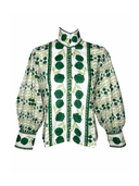 Boxy Balloon Sleeve Top in Emerald Green Marigold