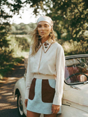 Embroidered Collar Cotton Shirt in Cream