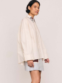 Embroidered Collar Cotton Shirt in Cream
