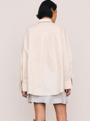 Embroidered Collar Cotton Shirt in Cream