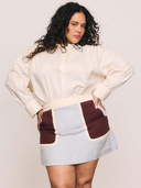 Embroidered Collar Cotton Shirt in Cream