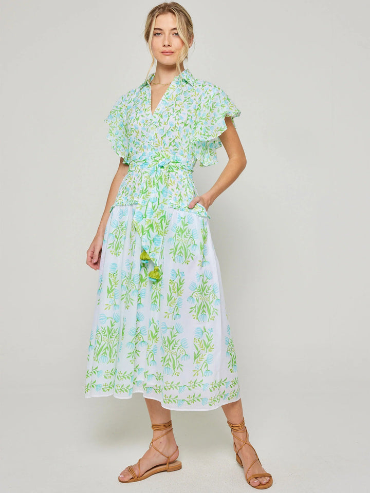 Riley Blue Tulips Ruffle Dress