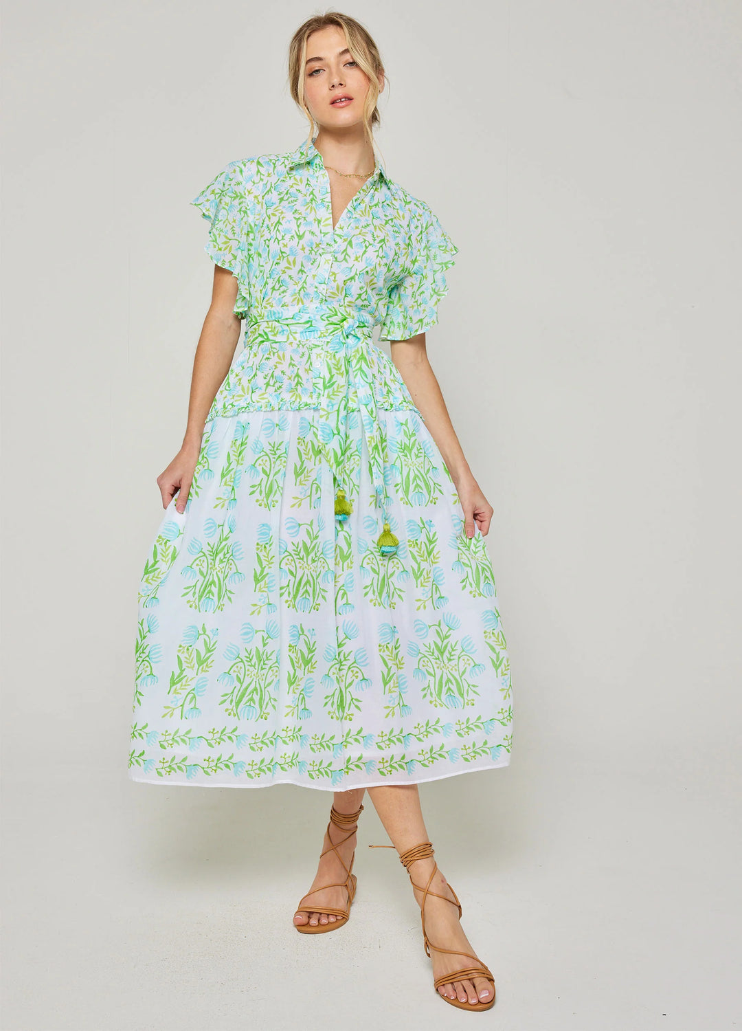 Riley Blue Tulips Ruffle Dress