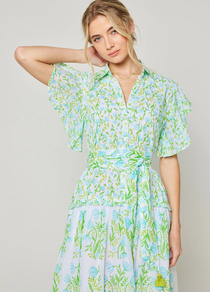 Riley Blue Tulips Ruffle Dress