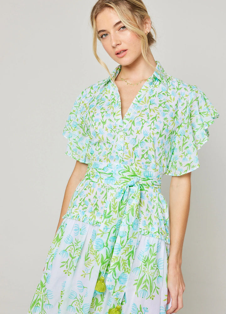 Riley Blue Tulips Ruffle Dress