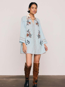 Scallop Edge Mini Dress in Mint Blue